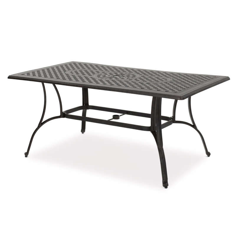 Table de patio spacieuse en fonte d'aluminium, finition bronze, salle à manger d'extérieur classique