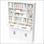 Bibliothèque de 71 pouces de hauteur en métal avec tablettes, tiroirs et portes réglables pour un rangement polyvalent et un style industriel
