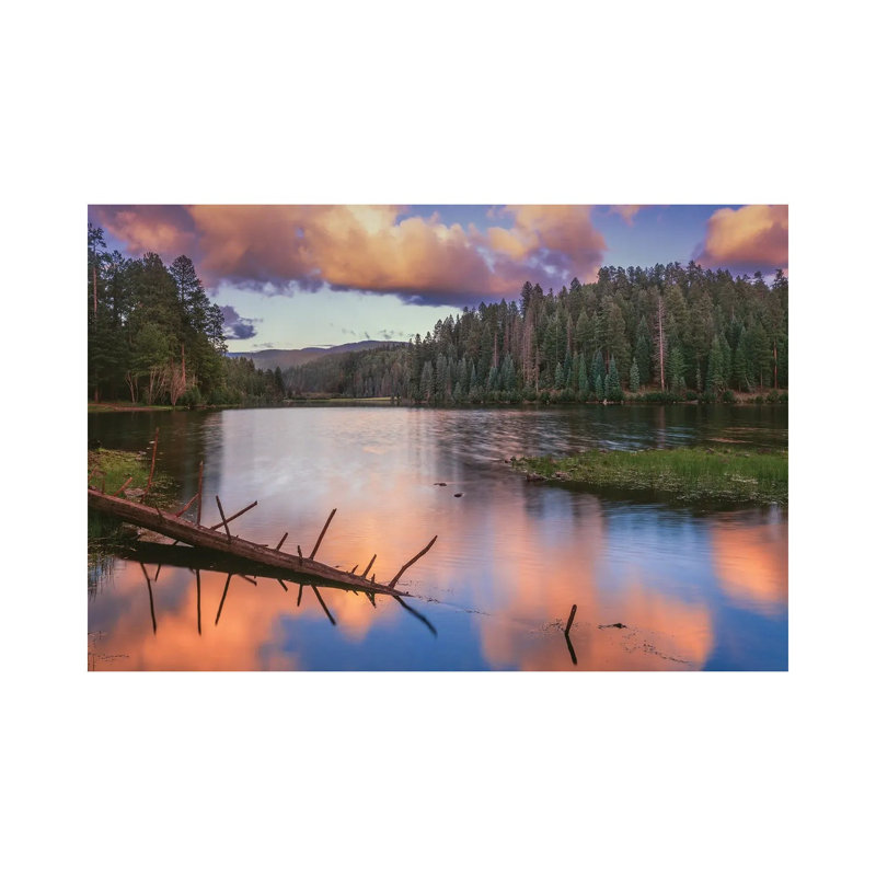 Landscape with Christmas Tree Lake and Evergreen Forest at Sunset, White Mountain Apache Reservation, Arizona, USA 1 Piece Wrapped Canvas Wall Art