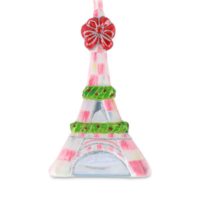 Ruby Red Eiffel Tower Glass Ornament