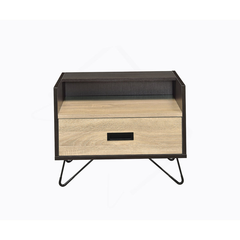 Melkree Oak & Black Finish Accent Table With Display & Utility Function