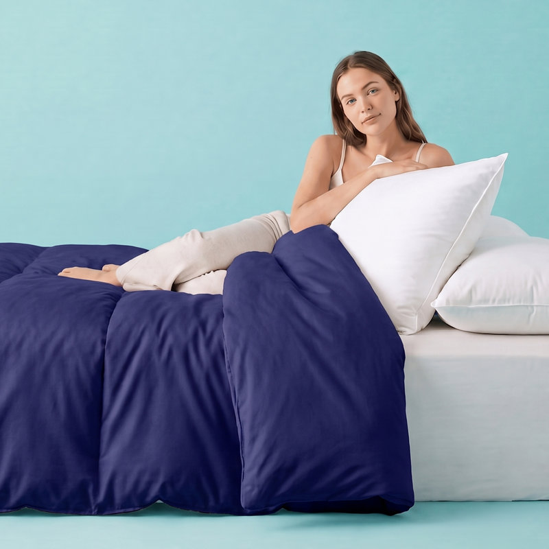Alwyn Home Supima 400 Thread Count Cotton Duvet Cover and Travel Bag, Twin, Violet