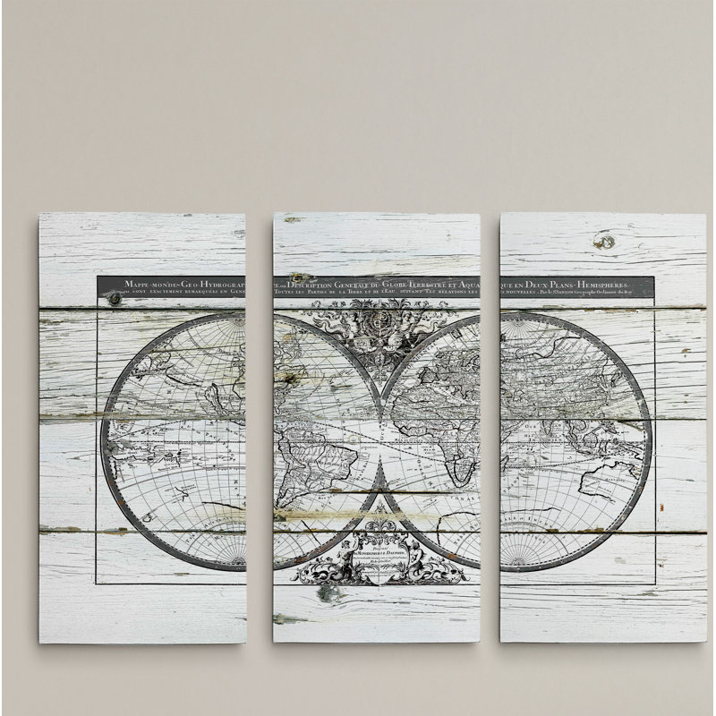 Impression d’art graphique sur toile, "carte du monde", H 24 po x l 36 po x P 1,5 po