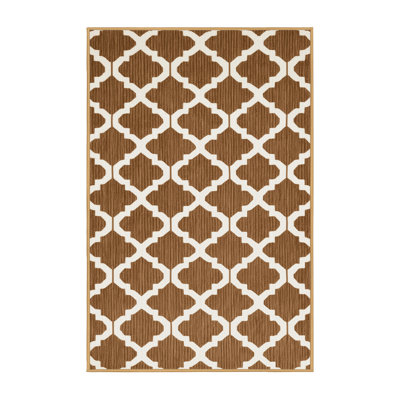 Tapis brun treillis lavable à la machine
