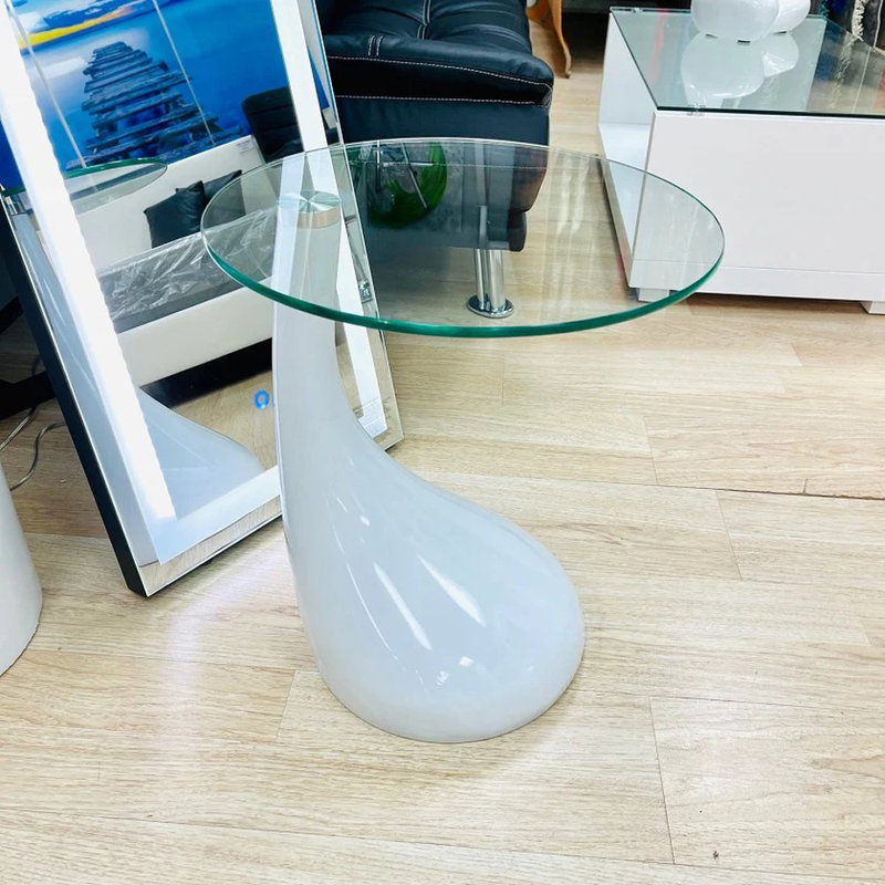 Table de bout en verre Wendler, Blanc