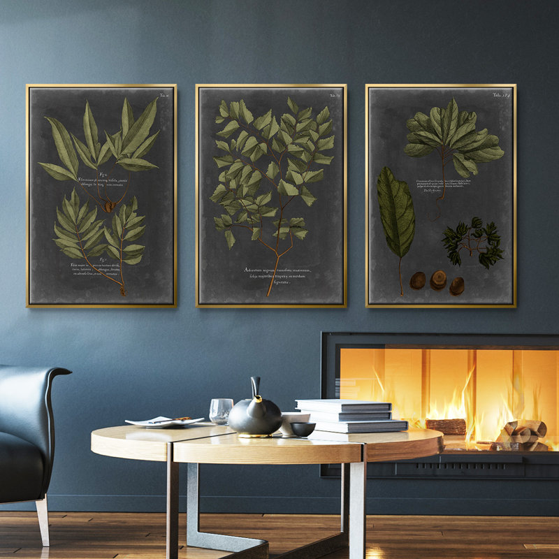 «Foliage Dramatique IV», ensemble de 3 reproductions de photos sur toile, H 40 po x l 78 po, Or