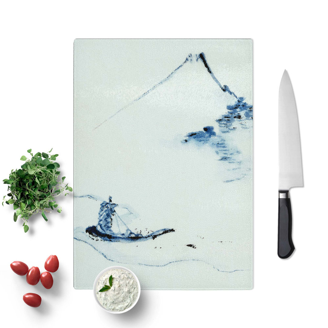 Tempered Glass Boat on a River Chopping Board