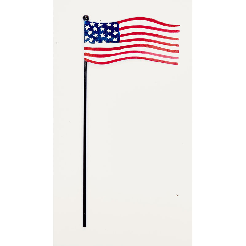 Drapeau de 2,5 po en fer sur un pot floral de 10 po ou un piquet de jardin