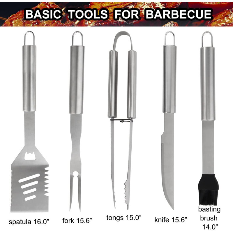 Stainless Steel Dishwasher Safe Grilling Tool Set, Sliver