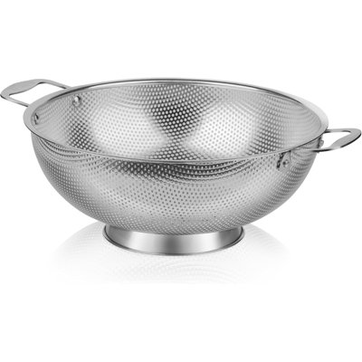 Passoire 6QT en acier inoxydable 18/8 robuste, crépine en métal micro-perforée avec poignées rivetées pour légumes pâtes