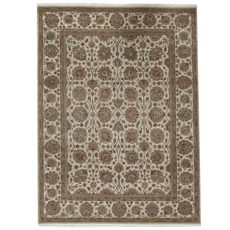 Tapis ivoire noué à la main de haute qualité