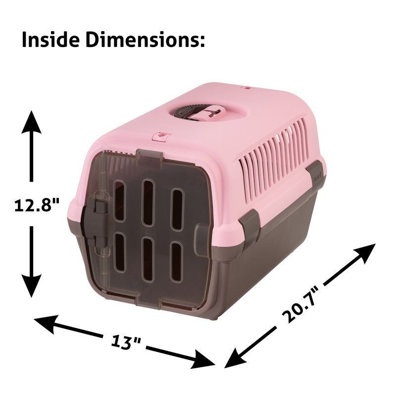Cage de transport pour animal domestique, H 14,4 po x l 14,4 po x P 22 po, Rose
