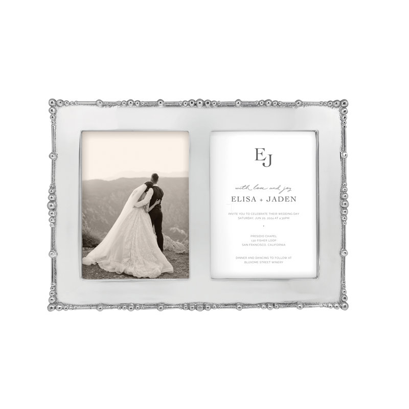 Pearl Drop Silver Metal Beaded Picture Frame