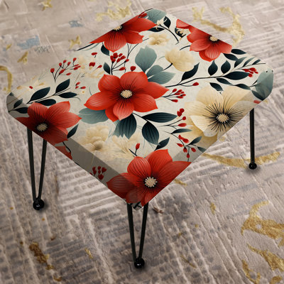 Vintage Romance Red Floral Bliss - Floral Rectangle Ottoman