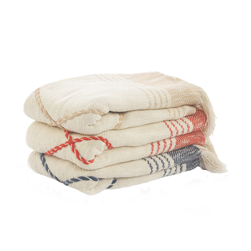 Throw Hand Woven Throw Blanket, Red/White