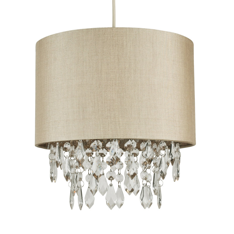 Chambliss 26cm H Silk Drum Pendant Shade, Soft Gold