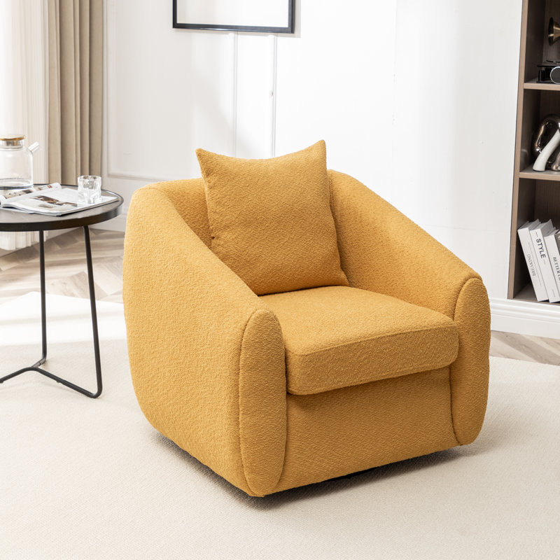 Shively 32'' Wide Upholstered Swivel Chair, Yellow