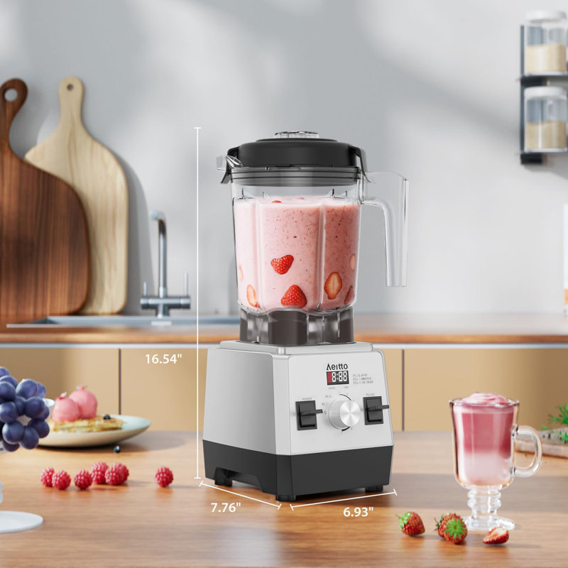 Aeitto Blender 1800W Powerhouse for Smoothies, Ice Crassage & More ， Mélangeurs pour la cuisine avec 68 oz argent