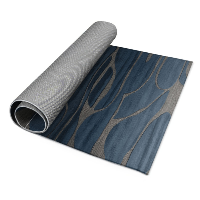 Tapis gris abstrait intérieur et extérieur, Rectangulaire 3 pi x 5 pi