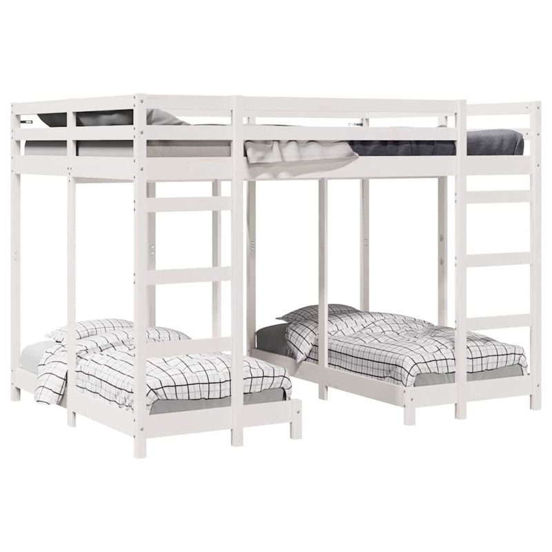 Bunk Bed, European Double (140 x 200 cm), White