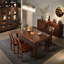 Table en bois d'hévéa rétro simple-1906248839