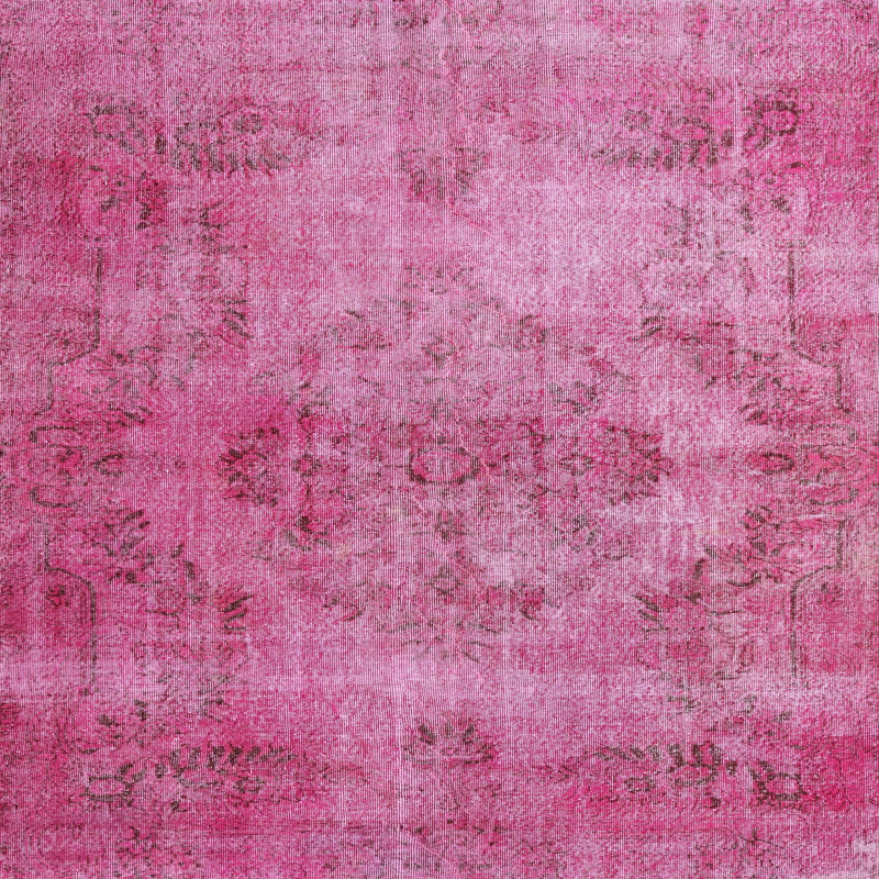 Tapis traditionnel rose / gris, Carré 3 pi