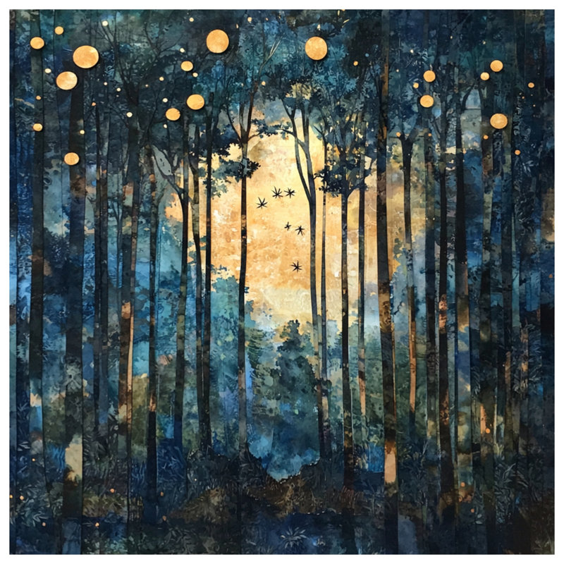 Abstract Forest Moonlight Duvet Covers, King