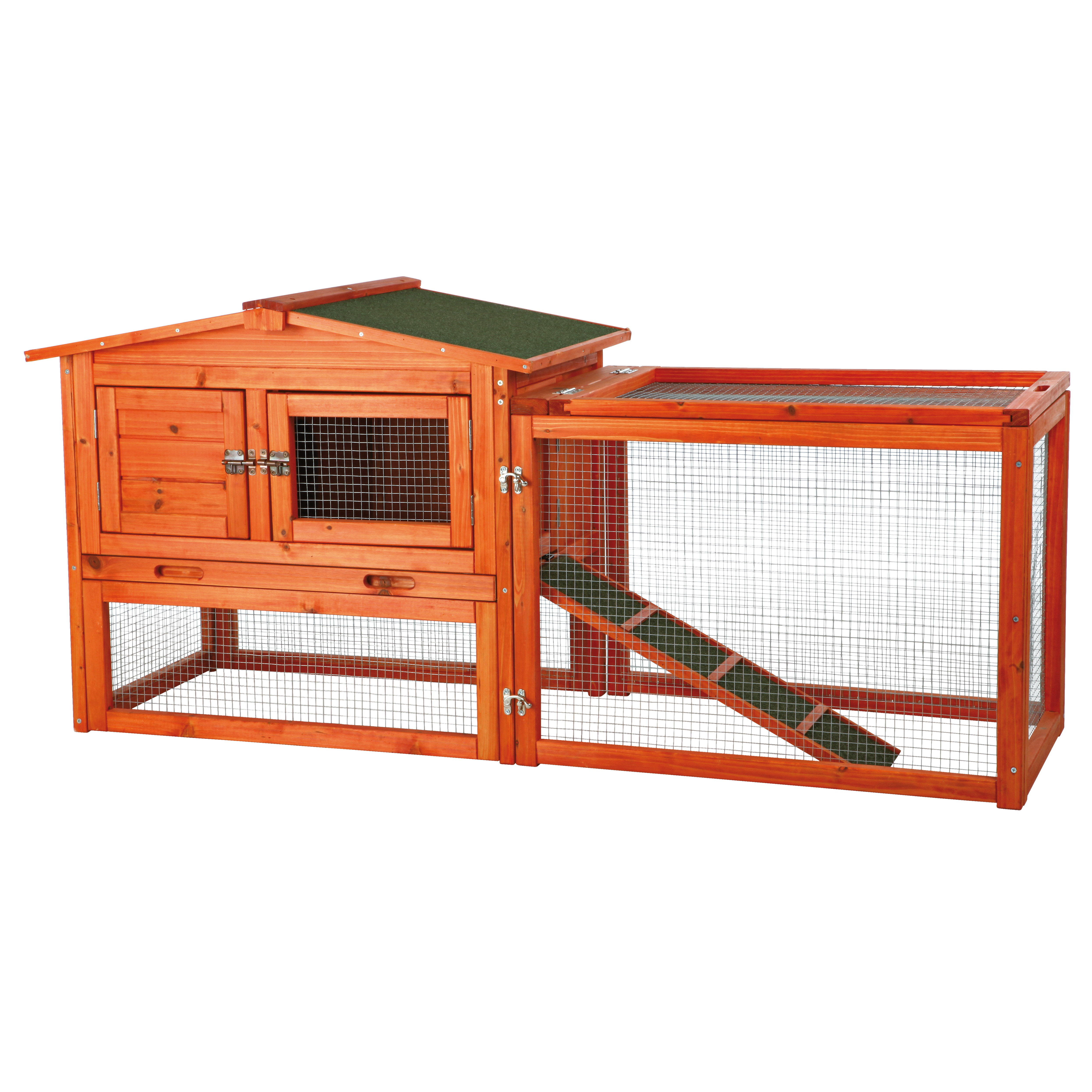 TRIXIE Single Rabbit Hutch with Large Run, 2Story with Ramp, Ideal for