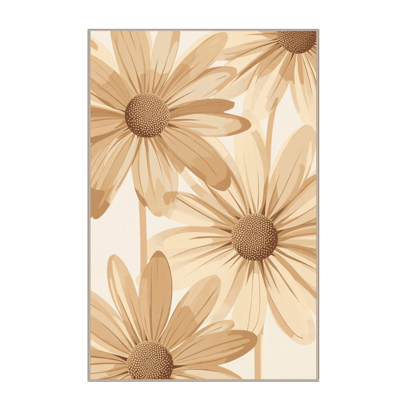 Tapis beige moelleux moelleux de style scandinave Esmont Daisy - reliure beige, 7 x 10