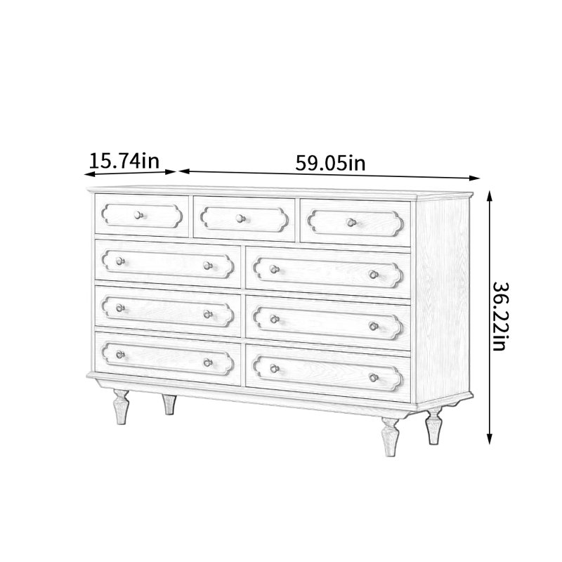 Sturdy Solid Wood 9-drawer Storage Cabinet