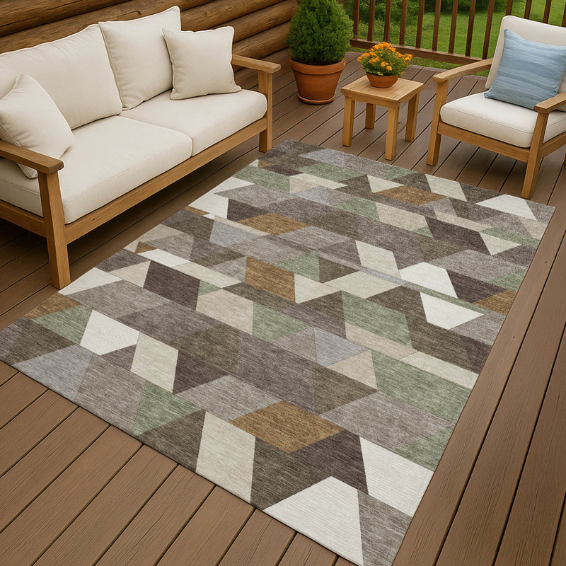 Machine Washable Indoor/Outdoor Chantille ACN2526 Geometric Rug, Rectangle 8' x 10', Chocolate