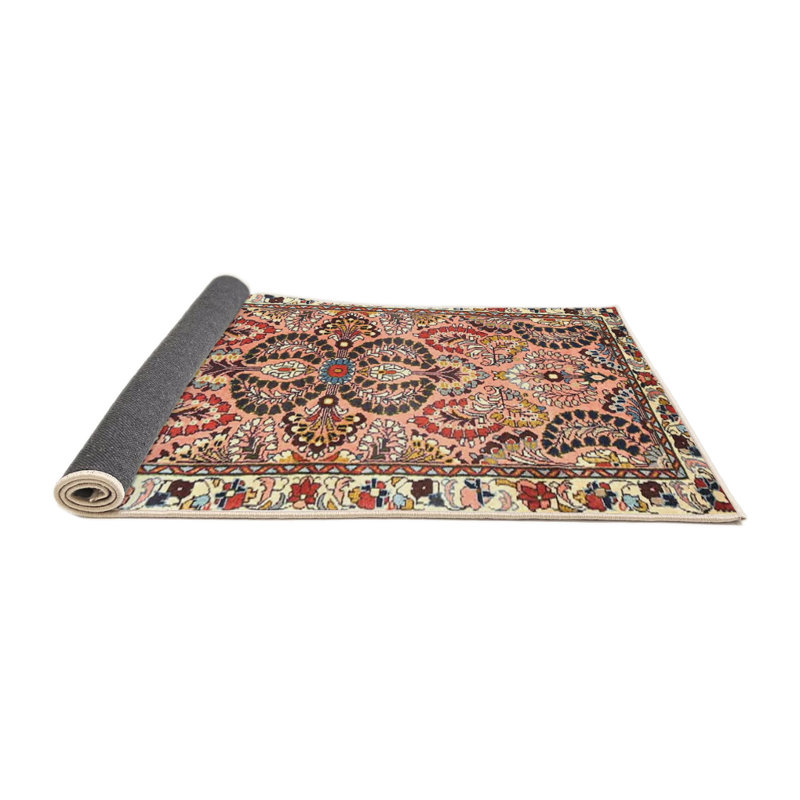 Tapis traditionnel rouge / noir, Rond 3 pi