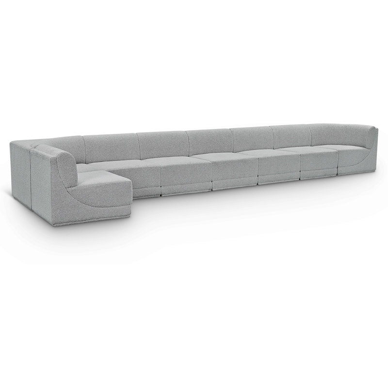 Canapé modulaire rembourré 8 pièces Ollie, Tissu gris bouclé