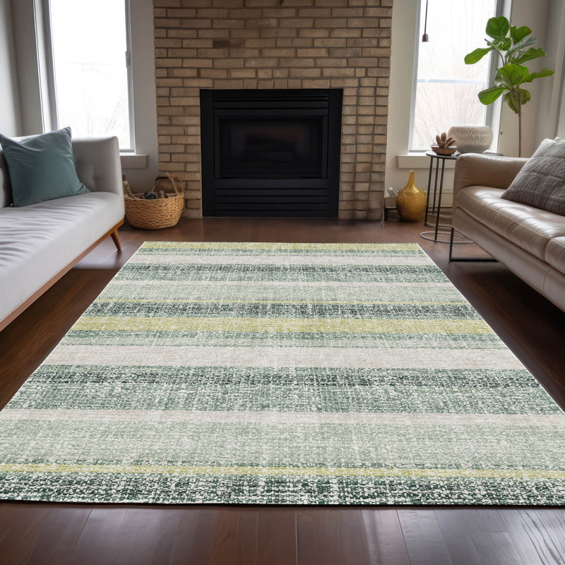 Machine Washable Indoor/Outdoor Xhevrie Seafoam Rug, Rectangle 2'6" x 3'10"