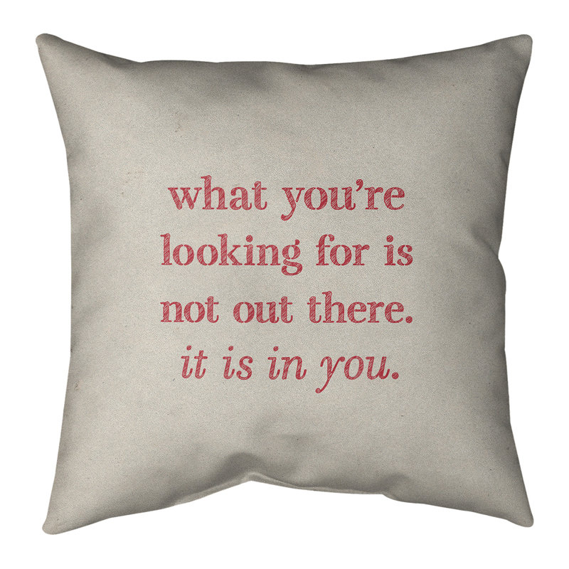 Coussin à la main, 26 po x 26 po, Blanc / Rouge, Polyester/ Bourre en polyester