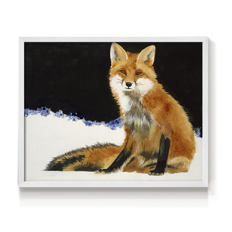 Renard - reproduction encadrée - réarmable, H 22 po x l 28 po, Blanc