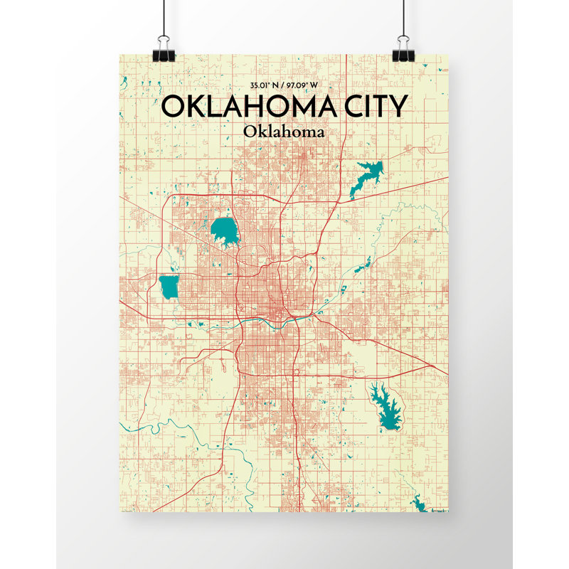 Oklahoma City Map - No Frame Print, 61cm H x 45.7cm W x 0.13cm D
