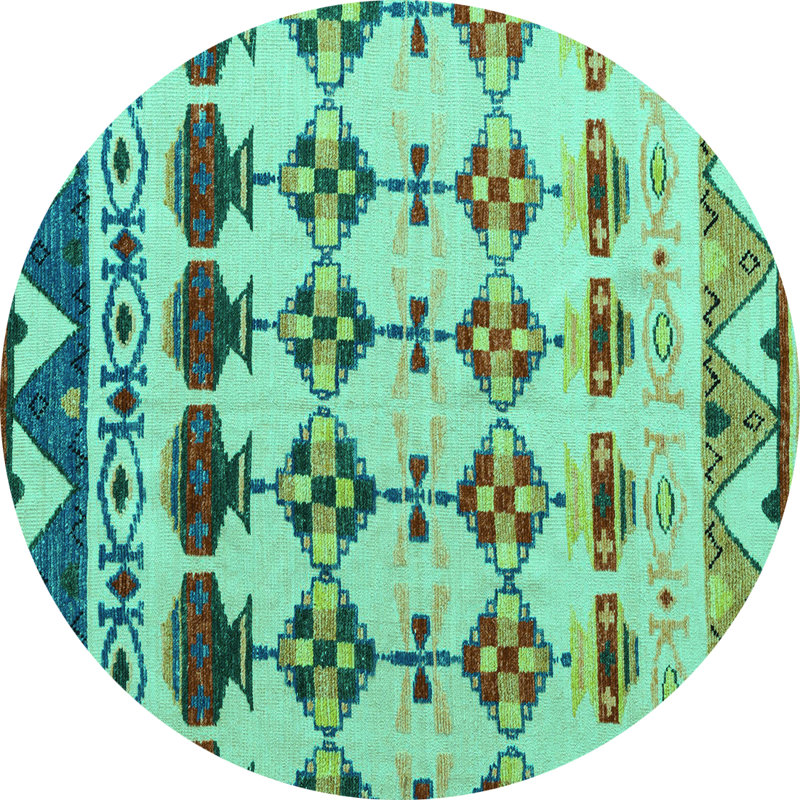 Kıymet Washable Southwestern Indoor Rug, Round 5'