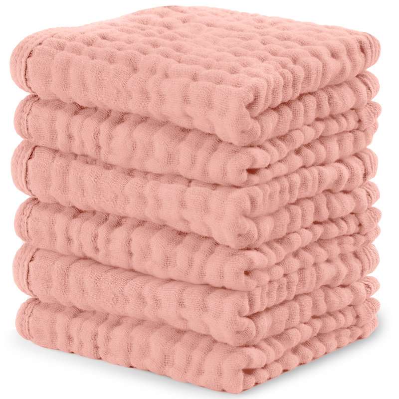 Comfy Cubs Muslin Baby Washcloths - Soft 6-Layer Cotton Wash Cloths for Sensitive Skin - 10"x10" Large, Gentle, Absorbent Infant Essentials