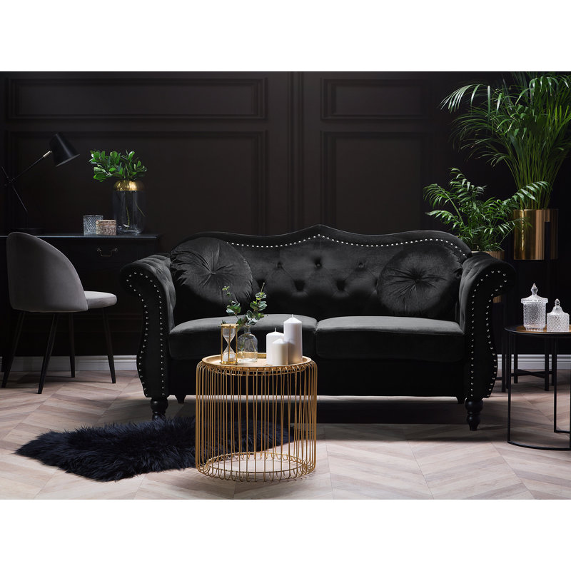 2 Seater Velvet Loveseat, Black