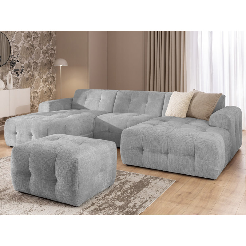 87 Wide Ottoman, Light Grey