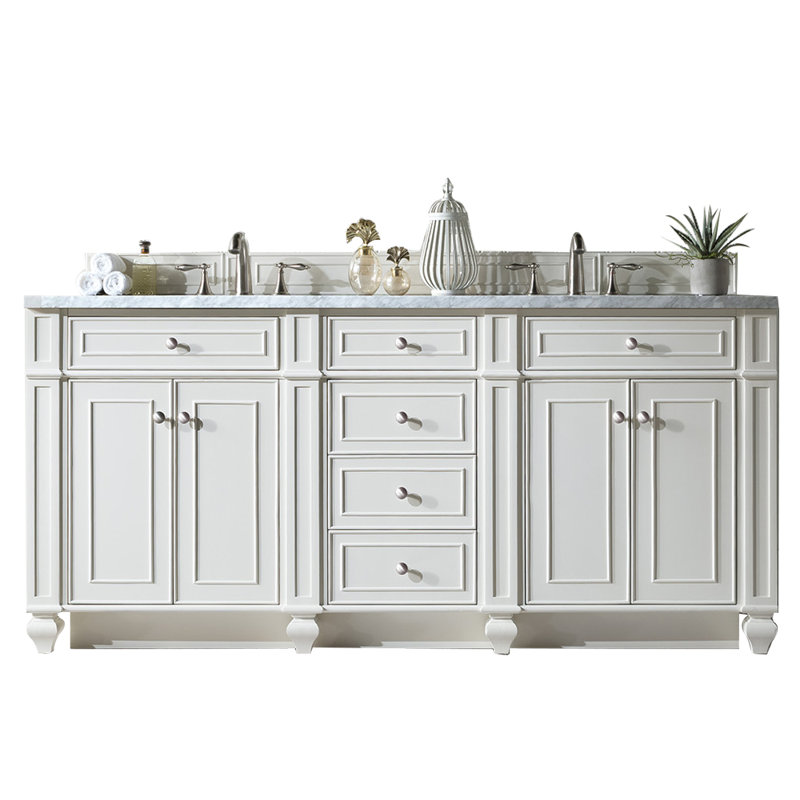 Bristol 72'' W Double Bathroom Vanity Base, Bright White