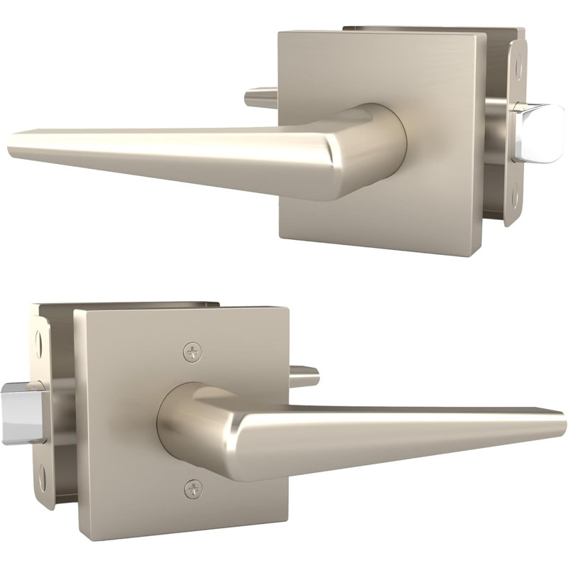 Ensemble de leviers de porte avec rosette carrée Mega Handles Schein | Poignée de porte sans clé pour couloirs, placards et salles de bain | Comprend des vis, finition moderne
