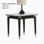 Ensemble de table 3 pièces de style contemporain 1 table basse 1 table de bout 2 x plateau en pierre frittée avec pieds fléchés argentés et finition noire et blanche (table incluse seulement)