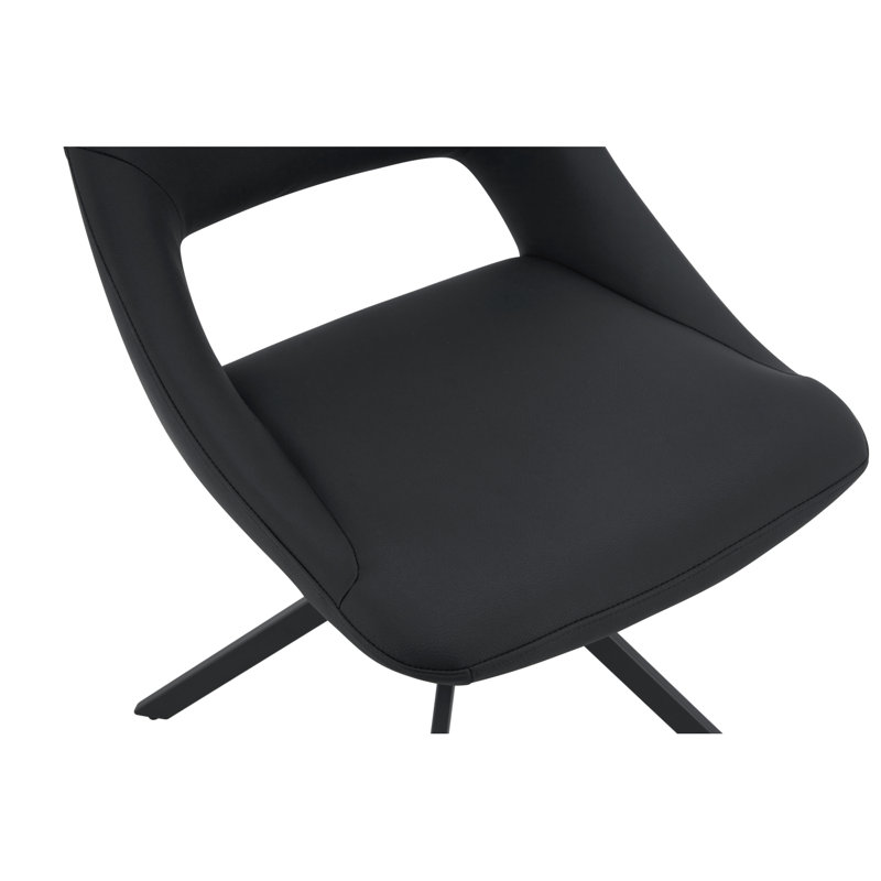 Set Of 4 Black Metal Swivel Dining Chairs With Scratch-Resistant Leather And High Back | Gift Idea, 4, Black