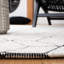 Tapis géométrique gris / ivoire en laine et coton tissé à la main Datari-780073131
