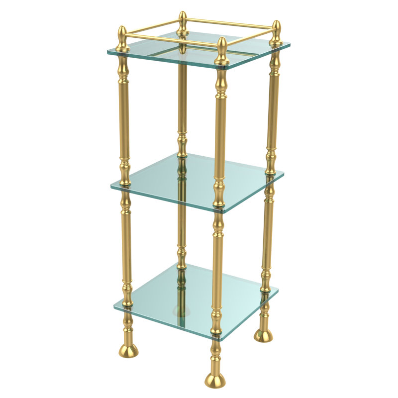 Metal Bathroom Shelves, Polished Brass