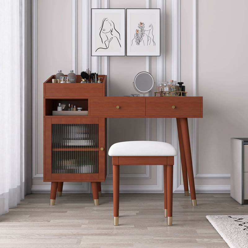 Meuble-lavabo moderne avec tiroirs, Brun