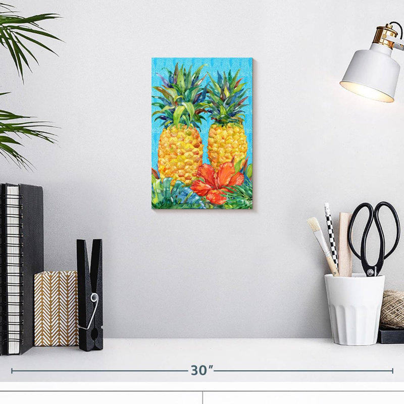 Ananas et hibiscus vert Yarlin Kona, H 12 po x l 8 po