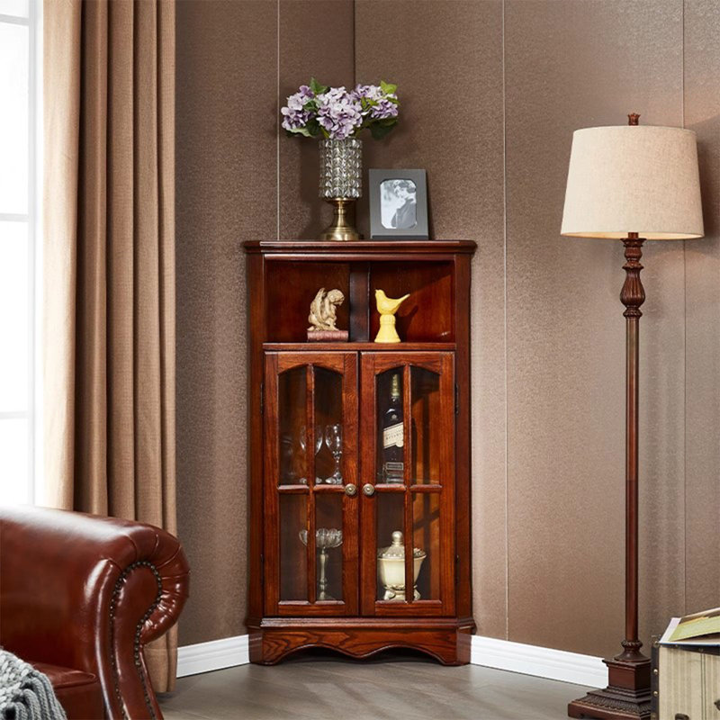 Nut-Brown Solid Wood Corner cabinet